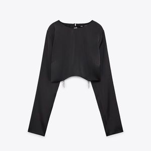 ZARA Rhinestone Satin Effect Top